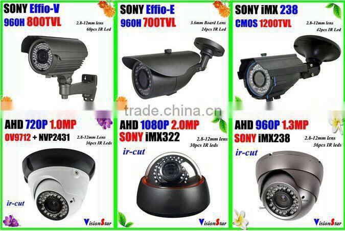 Security outdoor camera sony Effio-A CXD4151GG with ICX811 2.8-12mm varifocal lens OSD lenu 800TVL dome camera Vision Star