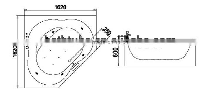 cUPC certified diamond shape bathtub, bathtub led, whirlpool bathtub with led lights