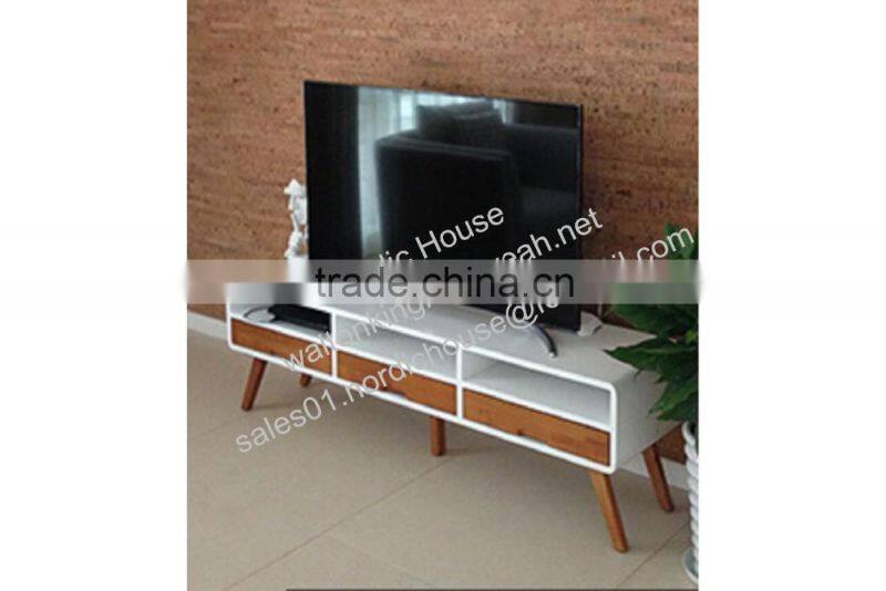 Best sell!! Scandinavian style, white paint carcass, oak drawer front, Swedish design TV stand