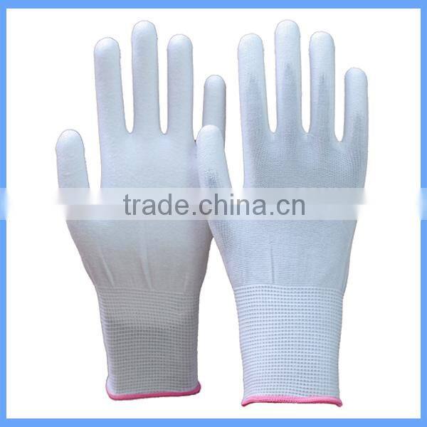 Best-selling 15 Gauge Knitted PU Palm Coated Polyester Hand Gloves
