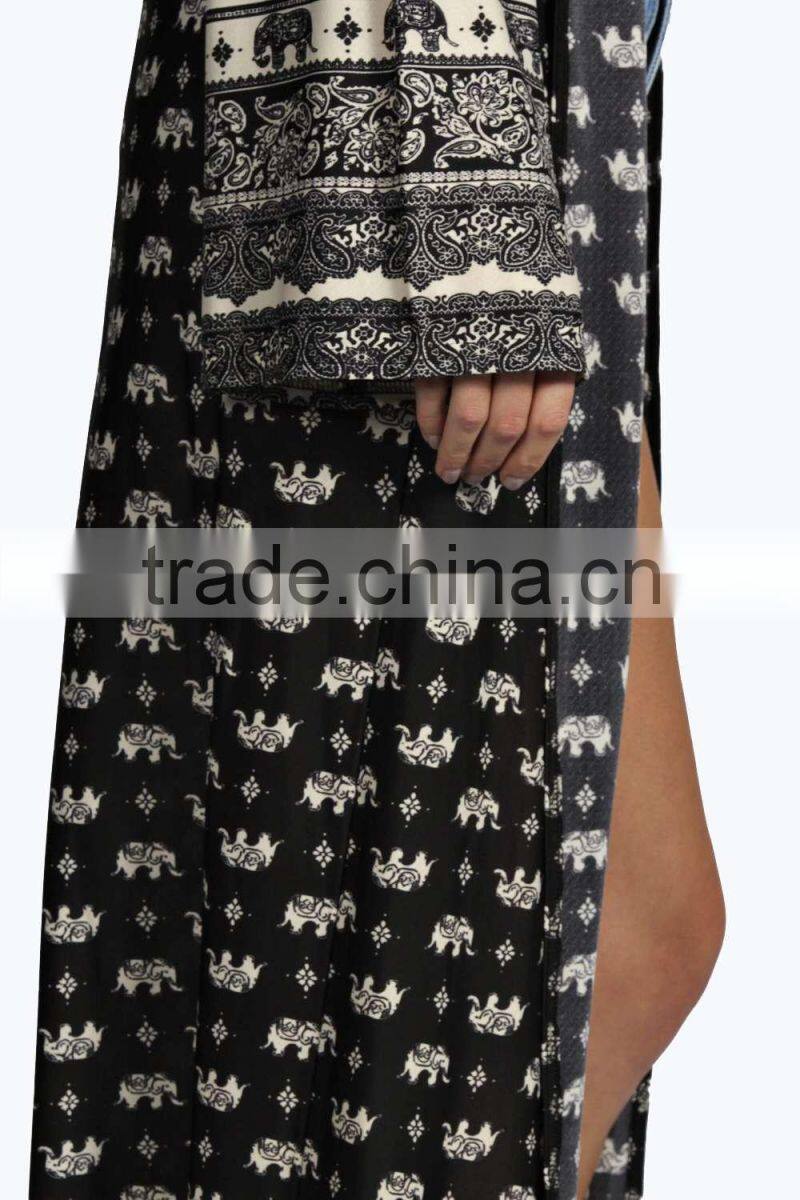 Elephant Print Maxi Kimono For OEM Service