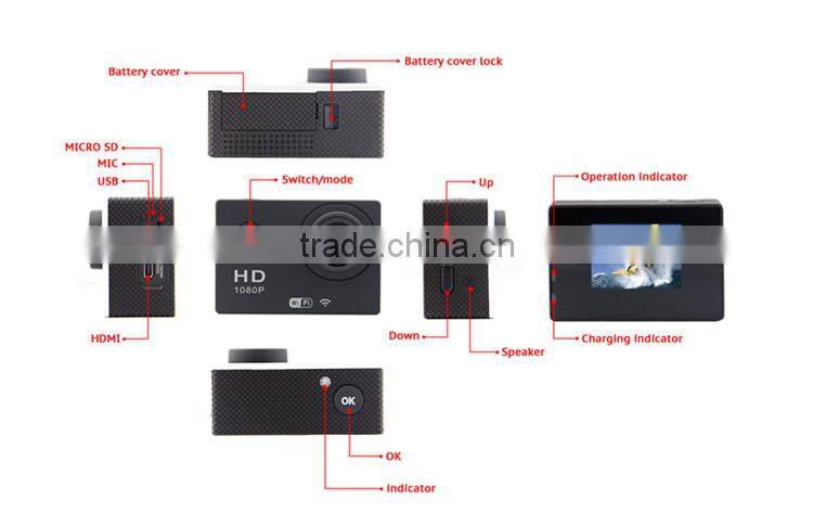 170 Degree Ultra Wide Angle 1080P Action Camera With WiFi Function