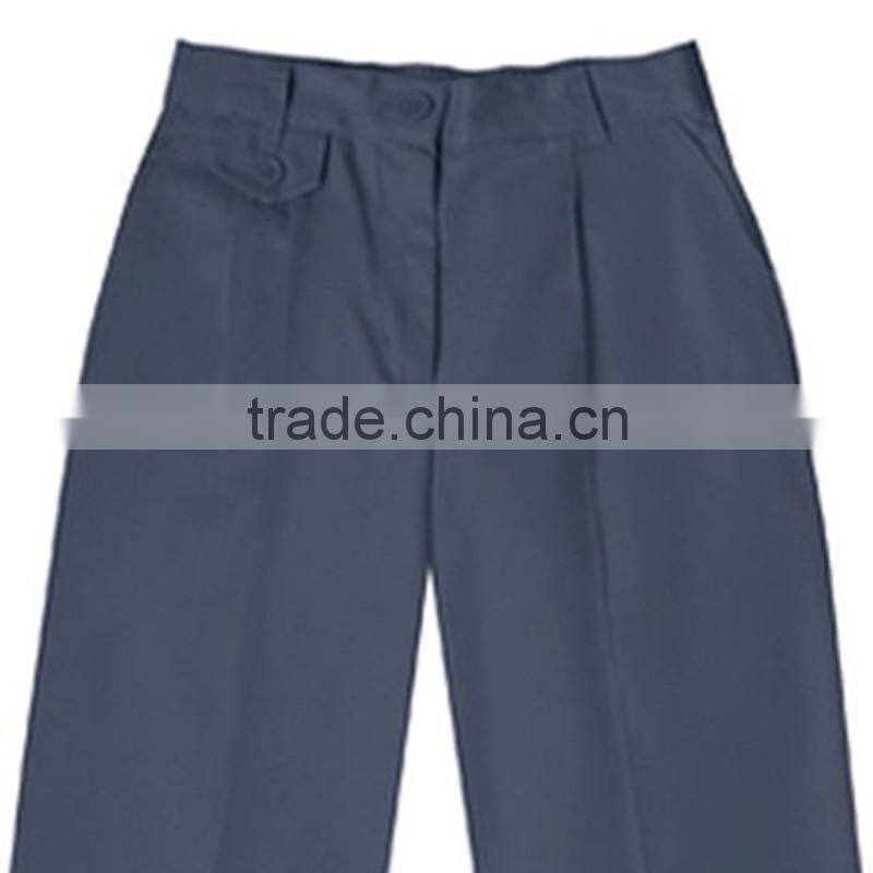 2016 Dark Navy Pleated Fly Front School Uniform Pants With Elastic Waist For Juniors Boys