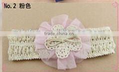 New pink lace flower hair band for girl lovely patterns headband