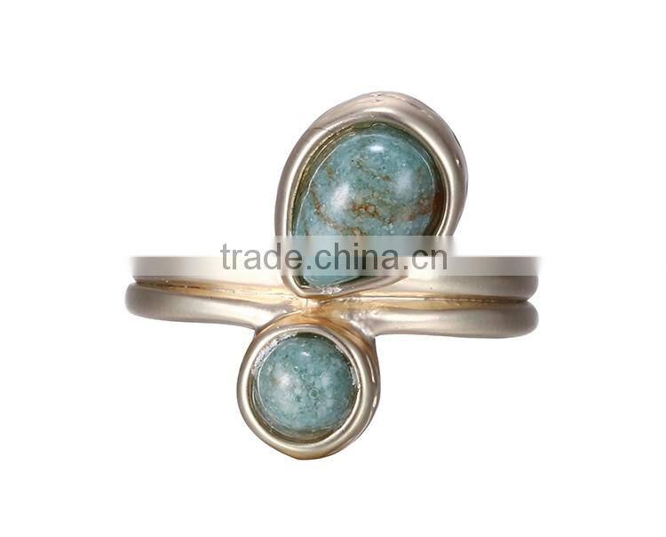 geometric jewelry golden copper adjustable green stone finger rings men's jewelry