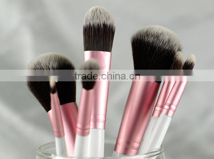 soft two-tone hair 7pcs makeup brush set with leather case (white handle)