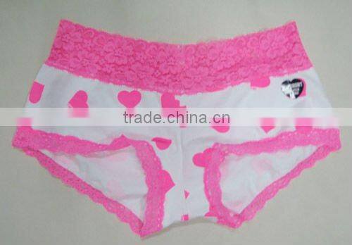 women's sexy and confortable pink printed panties with lace