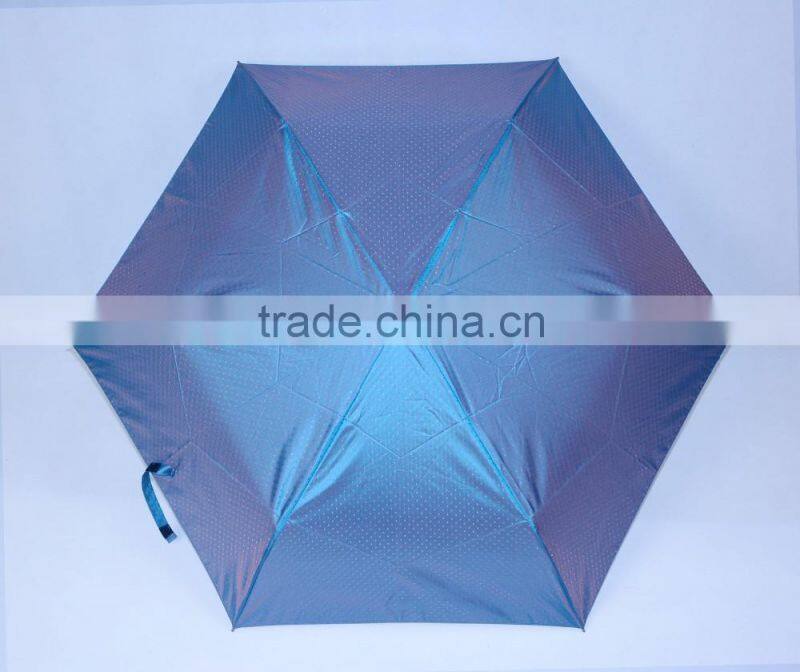 Hot selling 19 inch 6 ribs yarn-dyed fabric mini fold umbrella