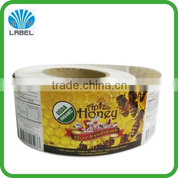 full color printed honey label sticker,waterproof adhesive honey label with custom design