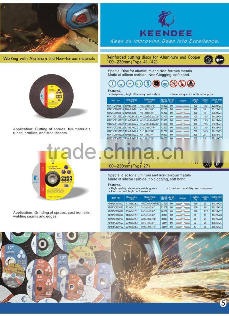 WA stainless steel cutting discs in 100 105 to 400mm
