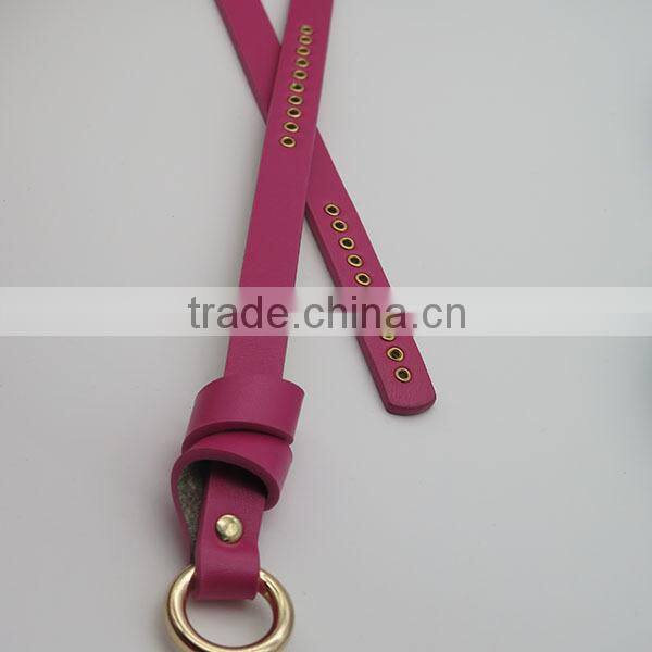 Lady's fashion skinny belt with eyelet