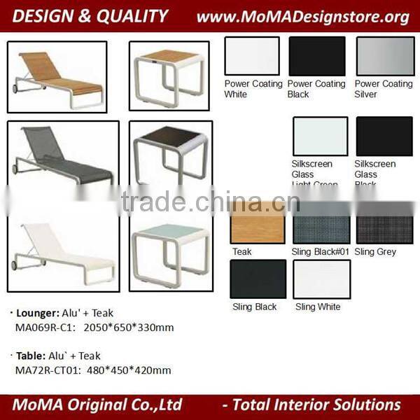 MA069R Outdoor Patio Teak Furniture Sun Lounger Pool Chaise Lounge Withe Side Table