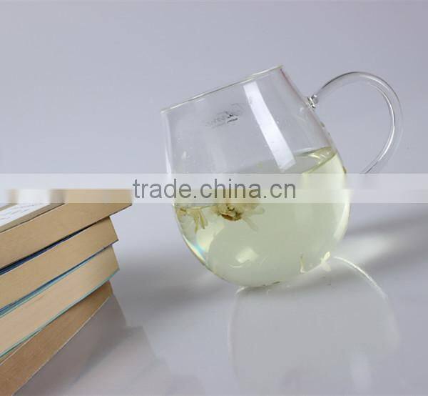 china supplier promotional gift decal logo clear borosilicate glass tea coffee cup with handle
