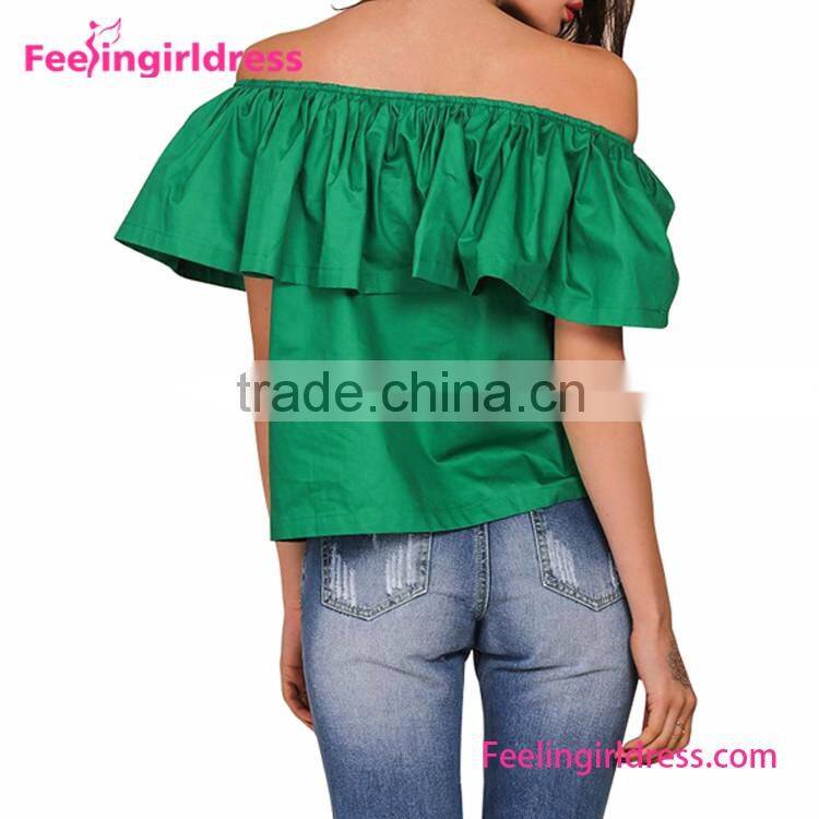 Newest dropship free shipping women ruffle neck tops and blouses