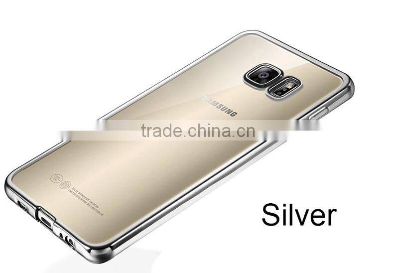 Clear Hard Back TPU gold electroplating Bumper Case Cover For Samsung S7 & S7 Edge