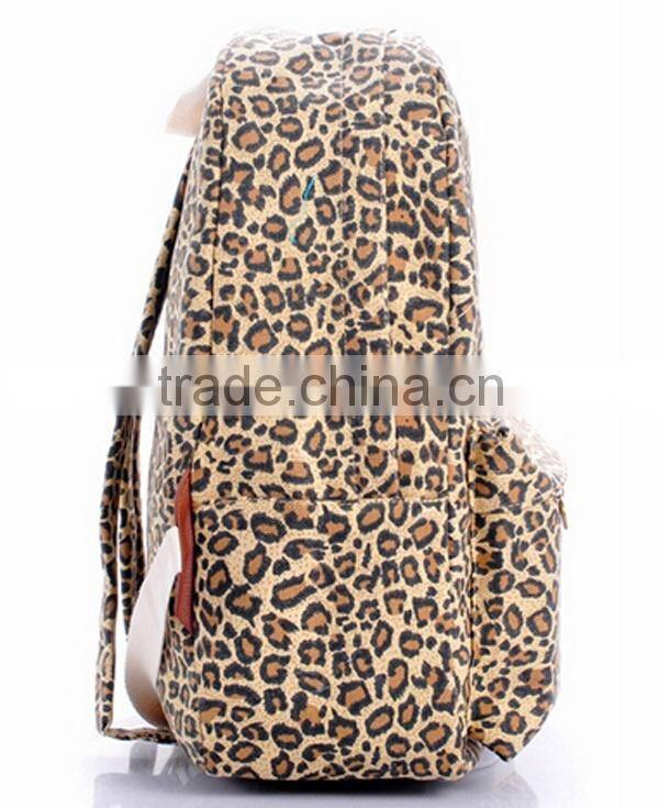 2014 new and hot canvas backpack fashion lady designer leopard backpack china bags