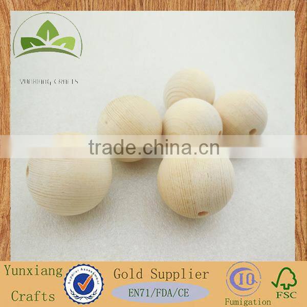 Natural untreated pine wood bead Bulk wood ball