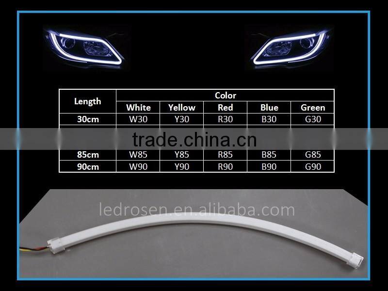 Dual Color White-Amber Car Switchback LED Tube Strip Light DRL Daytime Running Light Flex DRL 30cm 45cm 60cm 90cm