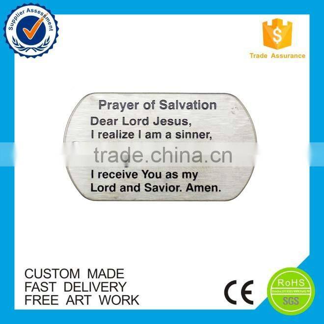 Manufacture pray tag zinc alloy custom metal military dog tag