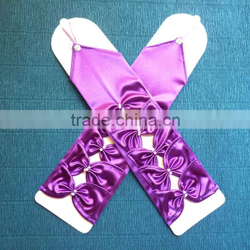 Arm Length Purple Long Satin Gloves