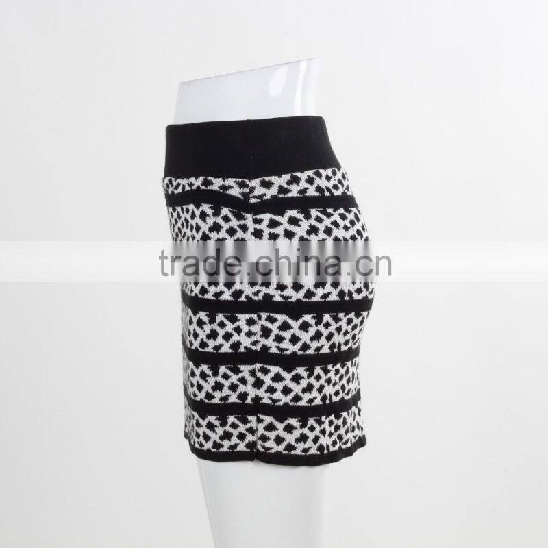 F5S43013 New Arrival Contrast Waistband Knit Skirt Women Stripe Mini Skirt