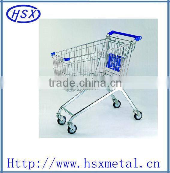 powder coat supermarket shopping trolley cart with 2 baskets HSX-S487