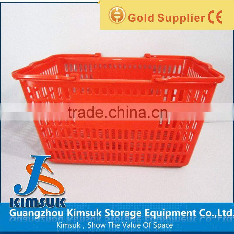 Supermarket Plastic Storage Shopping Basket With Logo Handles