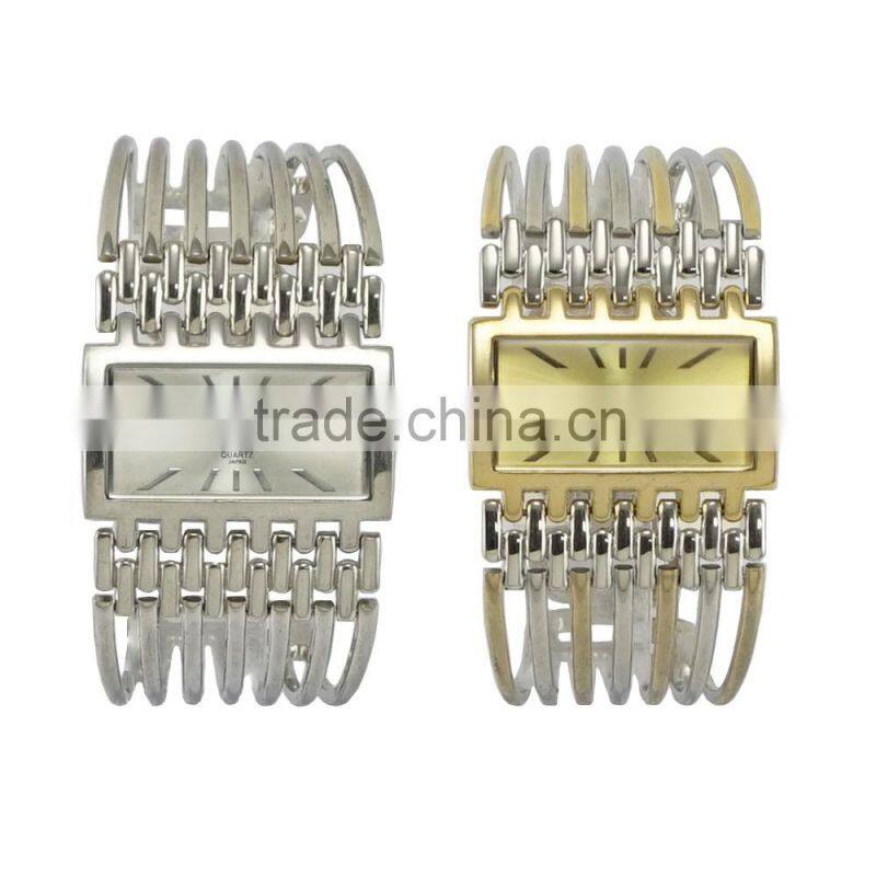 New models Exclusive design square case big bracelet band watch stainless steel back women