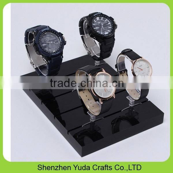 Glossy black painted wooden wrist watches display, MDF watch stand holder
