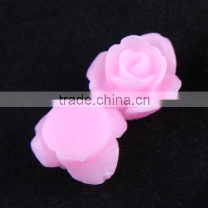 Bulk sale 12mm Resin artificial pink flowers beautiful 12mm rose resin flower For Jewelry & Phone Case & Nail Art -zhiya factory