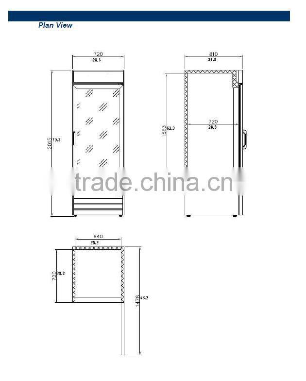 Single Glass Door Merchandiser, automatic defrost freezer, ice cream freezer showcase_D648BMF