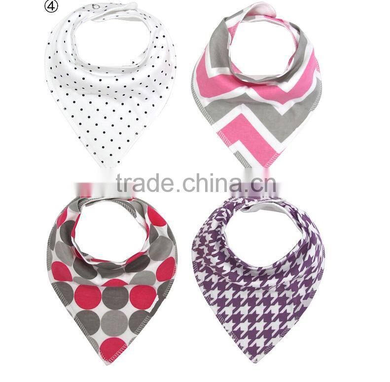 Top quality 100% cotton 4pieces a lot baby bandana bibs
