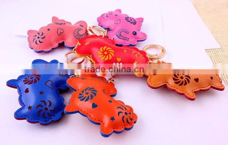 Wholesale 2015 sheep animals leather keychain