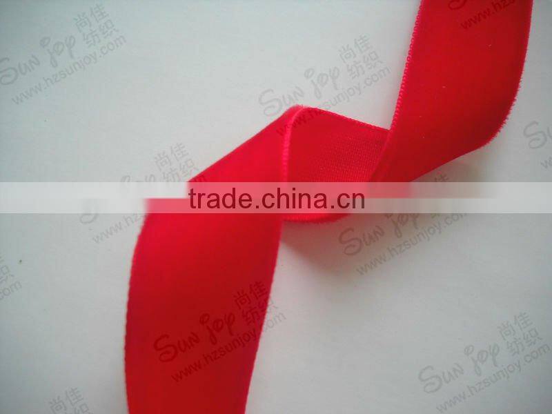 Woven edge red velvet ribbon wholesale