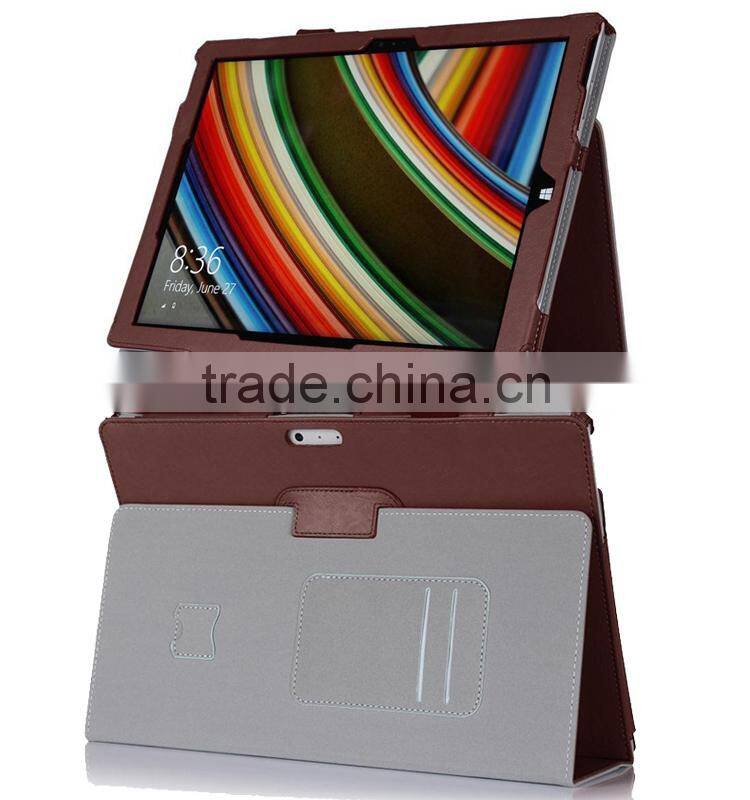 Handholder PU leather case cover for microsoft surface pro 3 12 inch windows tablet pc