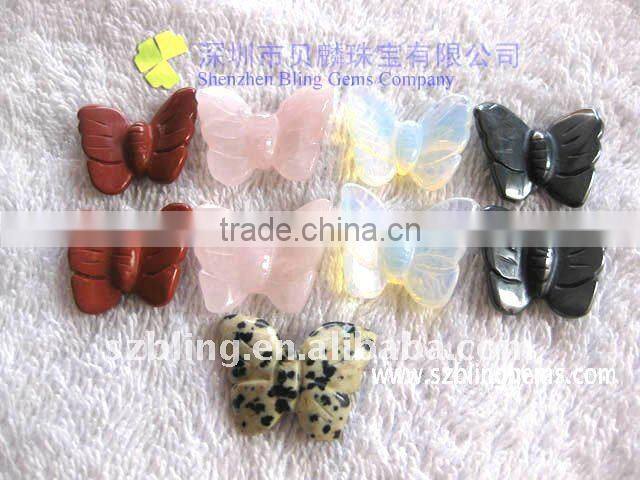 Fashion lowest cost loose gemstone butterfly carved blue sandstone beads for pendant