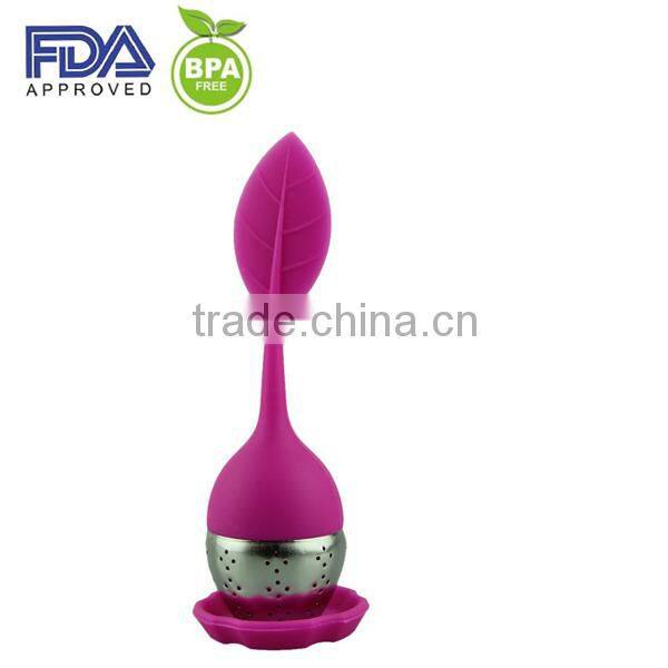 Colorful Silicone Leaf Tea Ball Make Tea Bag Filter Creative Stainless Steel Insulation Tea Infuser Spice Filter Diffuser