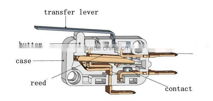 RV micro switch with middle lever 16A RV-162-1C25