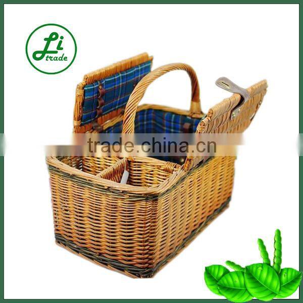 Rectangular wicker empty picnic baskets