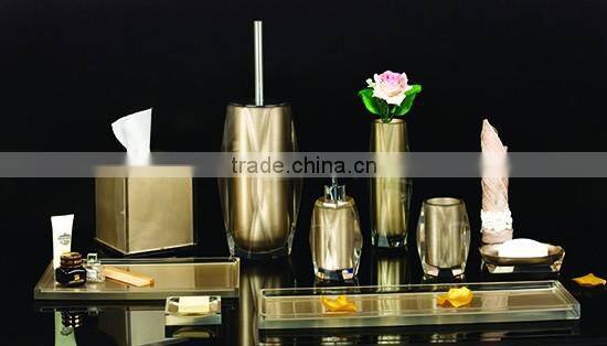 Top Grade Chrismas High Quality factory Cheap handmade Eco-friendly decorative polystone Brown bathroom accessories sets