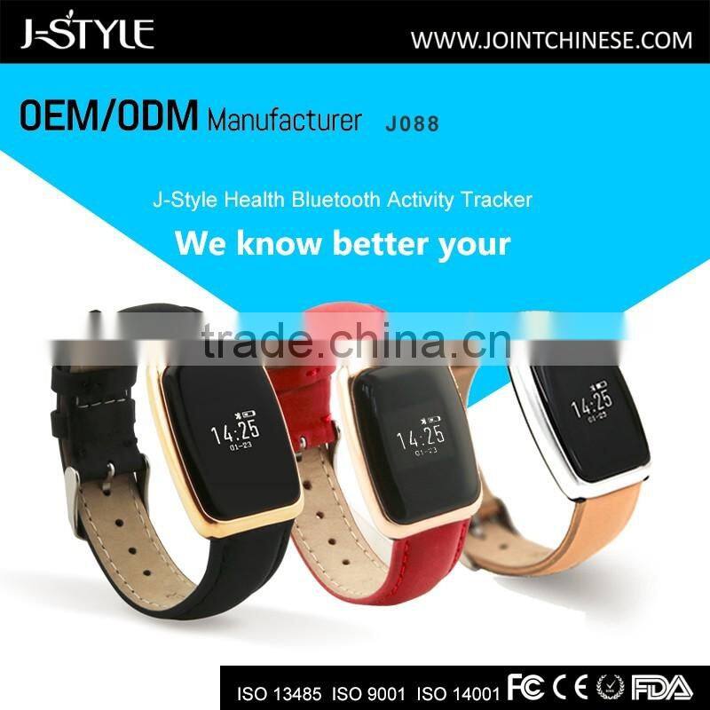 J-style wearable band Smart Bluetooth fitness tracker with Real -Leather band optional