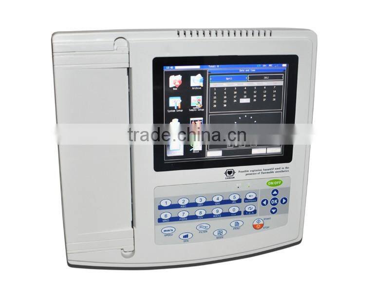 12 lead 12 Channel 8 inch Digital Electrocardiograph ECG Machine EKG 1200G 300 Cases with ECG Software