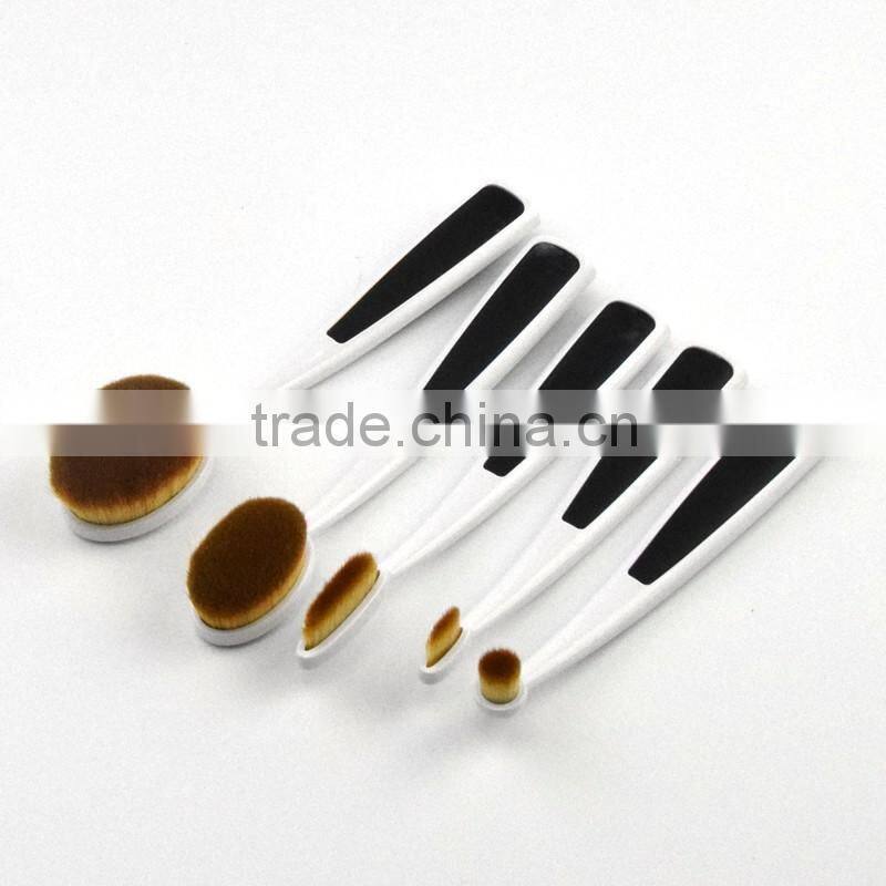 2017 Alibaba hot 5pcs toothbrush shape professional oval make up brushes set foundation makeup brushes