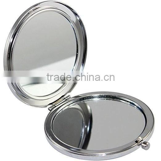 Crystal Stainless Cosmetic Compact Travel Pocket Folding MakeUp Mirror