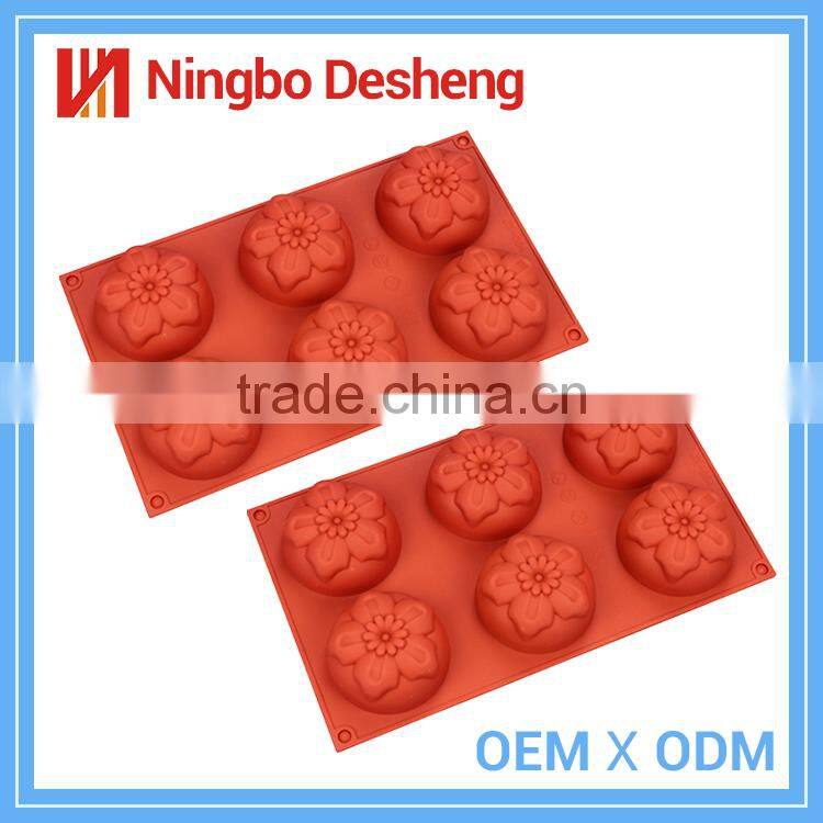 Flower Shape 6 Cans Food-Grade Flower Silicone Candle Molds