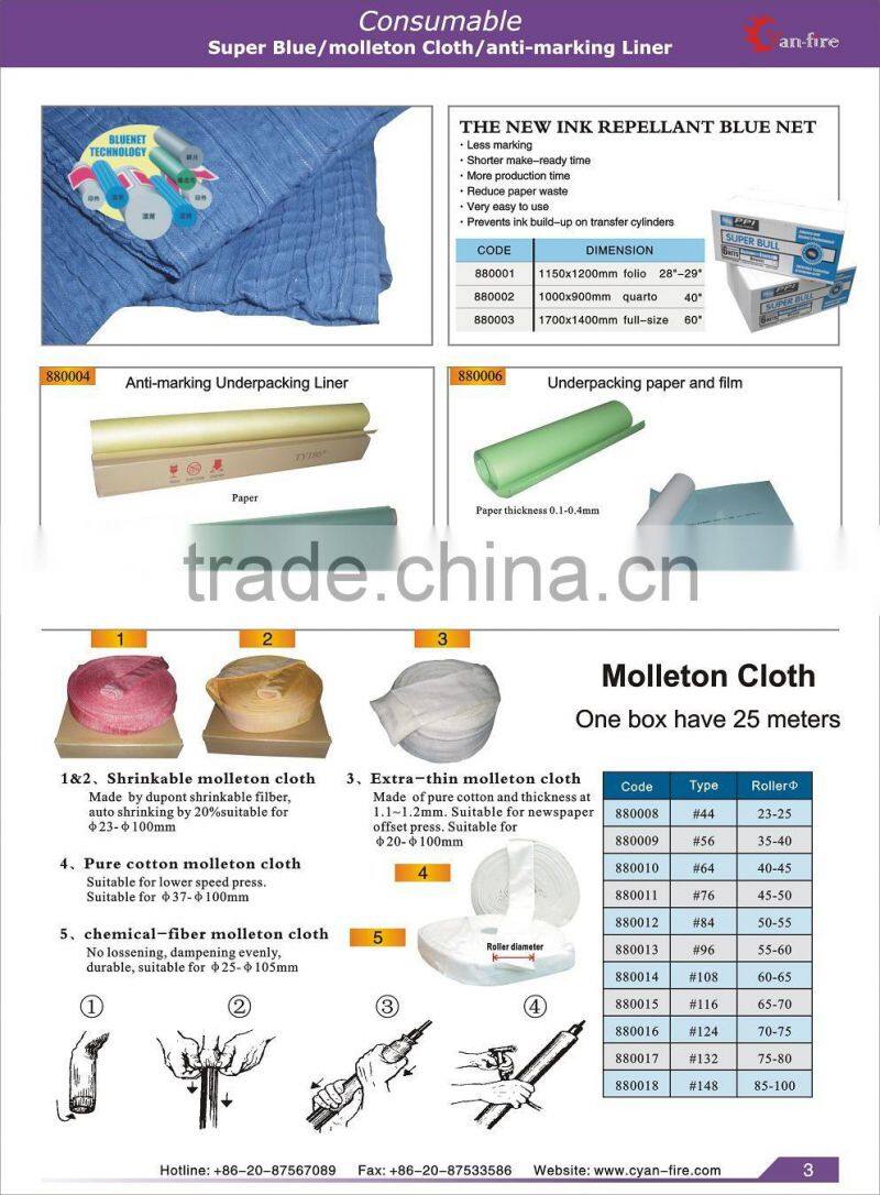 28"-29" super blue net for heidelberg offset printing machine spare parts