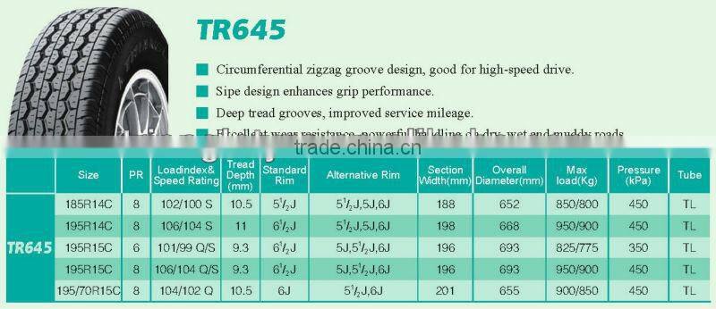 Triangle Light Commercial Tire 195R15C