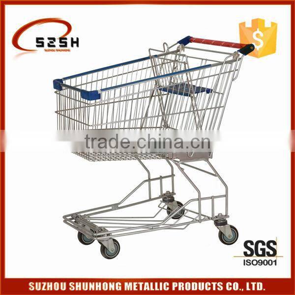European/Asian/American style unfolding wheeled shopping trolley