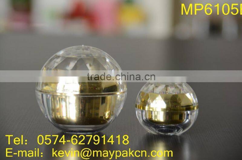 Hot sale with good quality double wall with beauty ball made in china square golden acrylic cream jar