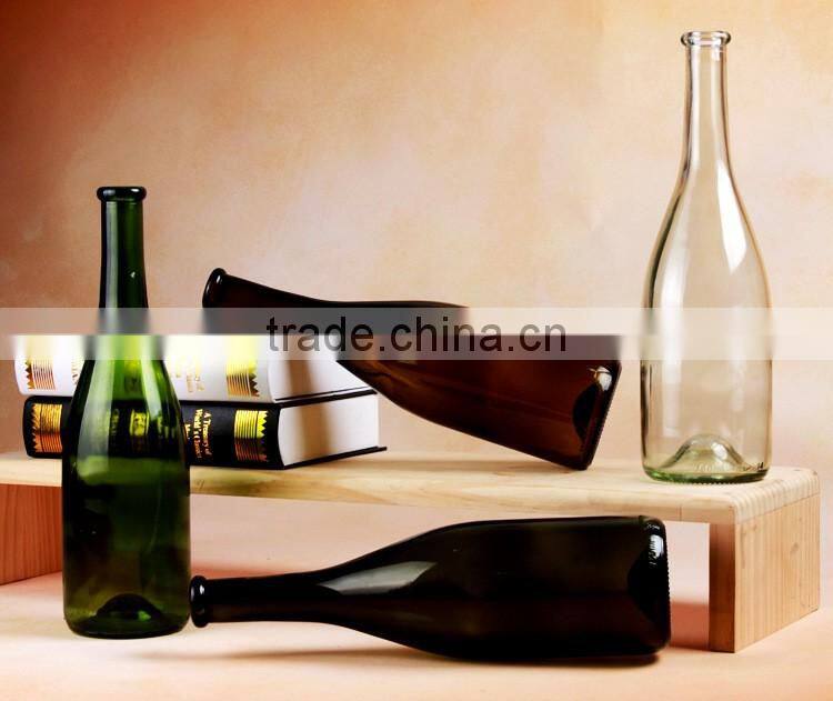 Hot selling 700ml Clear Amber Green Dark-Green Colored Glass Wine Bottles Empty Glass Bottles With Cork For Beverage